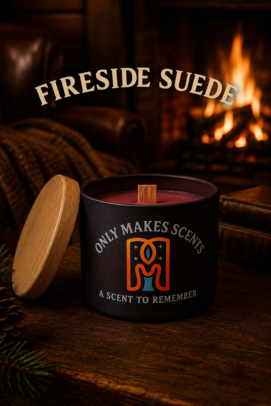 Fireside Suede 8oz Candle Wood Wick
